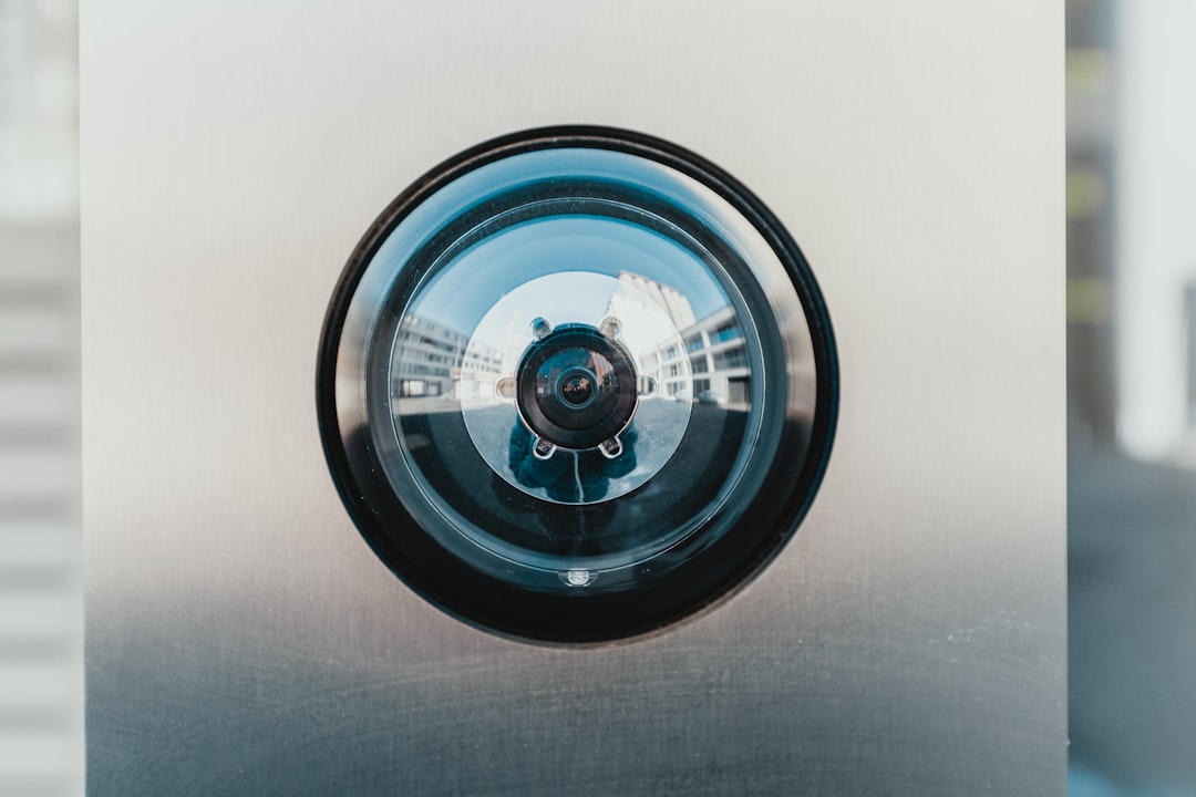 A home security camera mounted outside a house